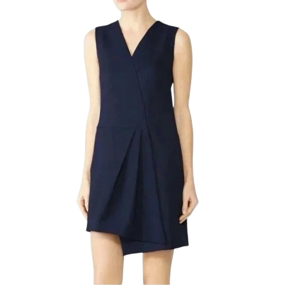 Osman London Navy Sleeveless Asymmetrical Structured Dress A Line US 2 Luxury